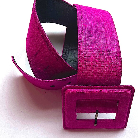 Yves St. Laurent YSL Vintage Hot Pink Raw Silk Belt - AS IS - Picture 1 of 13
